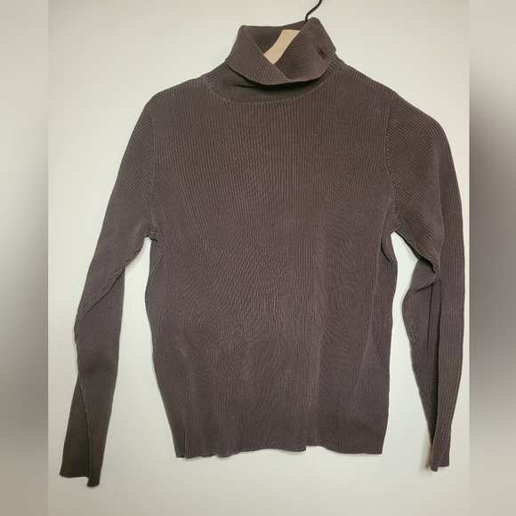 ralph lauren 100% cotton brown ribbed turtleneck, large - Picture 1 of 4